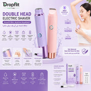 2-in-1 Double Head Electric Shaver for Women | Waterproof Wet & Dry Hair Remover for Face, Underarms, Legs & Bikini Area